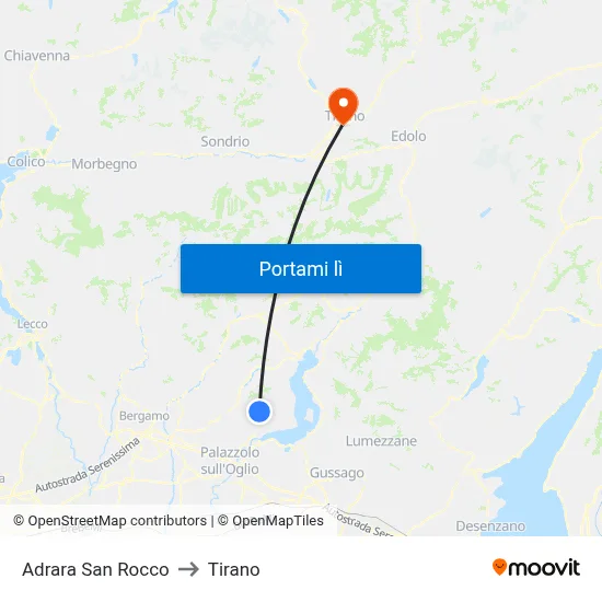 Adrara San Rocco to Tirano map