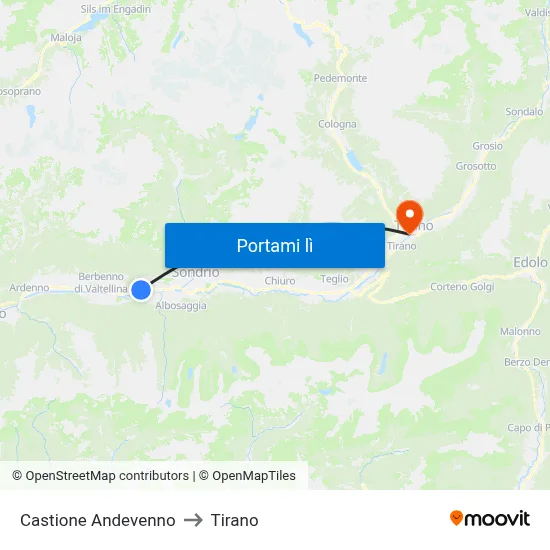 Castione Andevenno to Tirano map