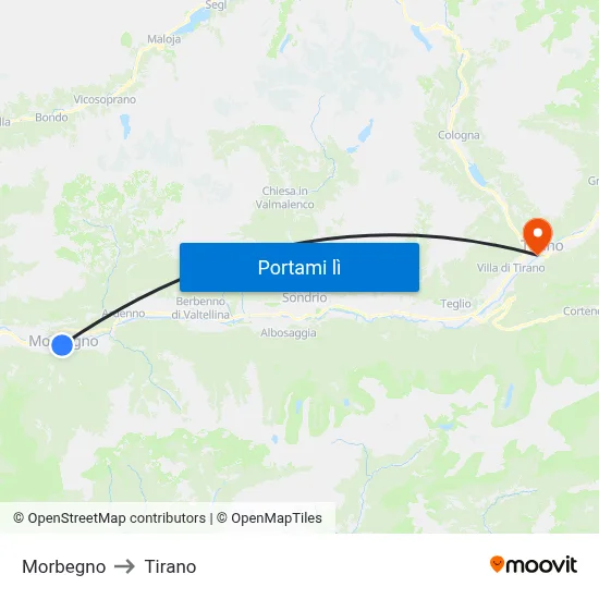 Morbegno to Tirano map