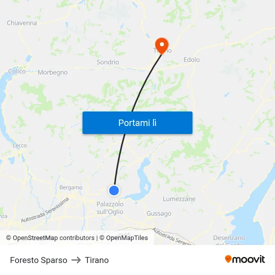 Foresto Sparso to Tirano map