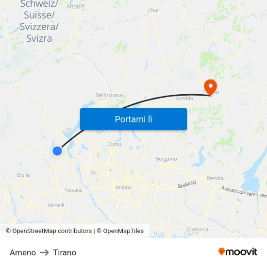 Ameno to Tirano map