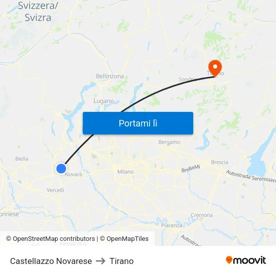 Castellazzo Novarese to Tirano map