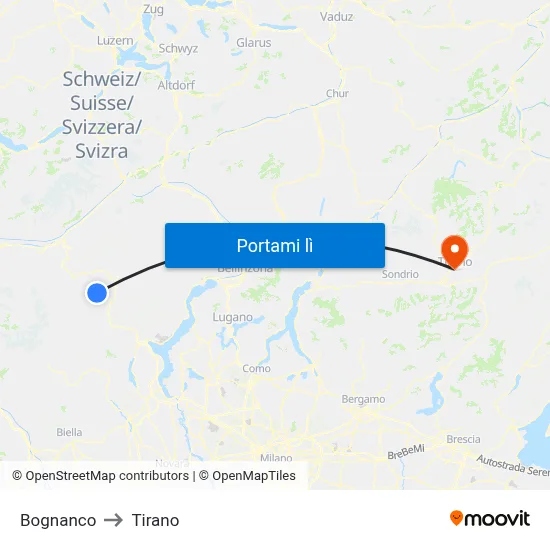 Bognanco to Tirano map