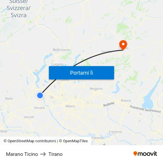 Marano Ticino to Tirano map