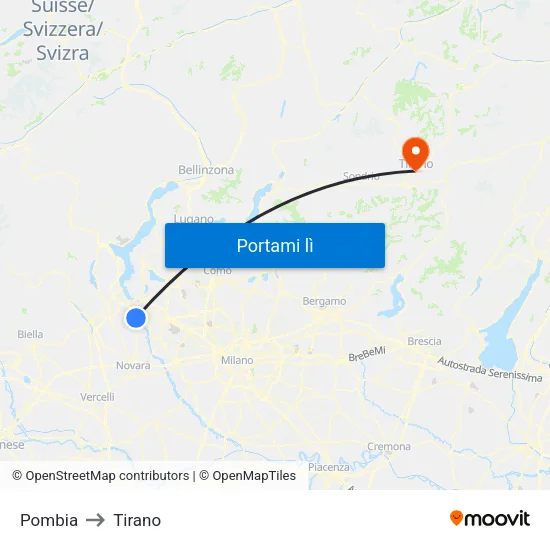 Pombia to Tirano map