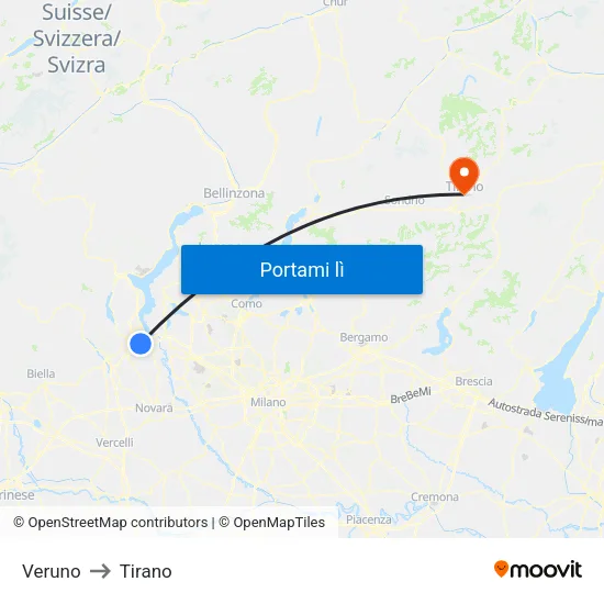 Veruno to Tirano map