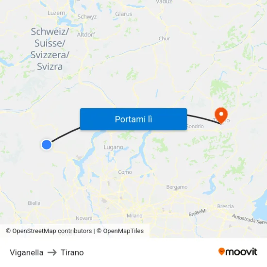 Viganella to Tirano map