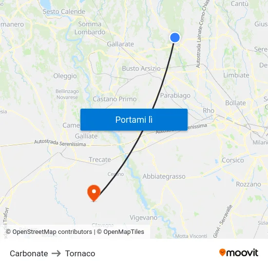 Carbonate to Tornaco map