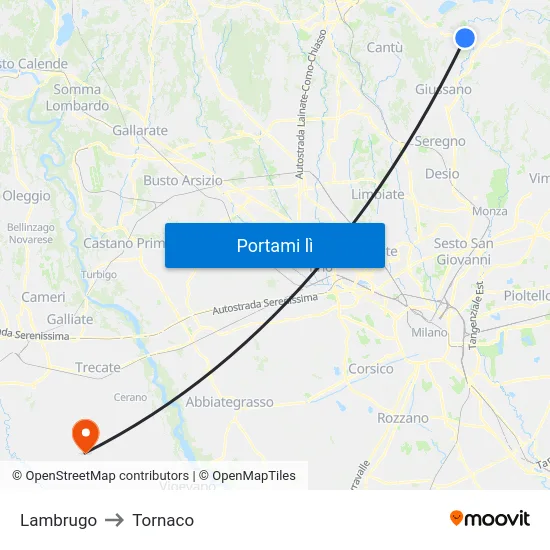 Lambrugo to Tornaco map