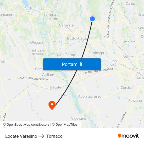 Locate Varesino to Tornaco map