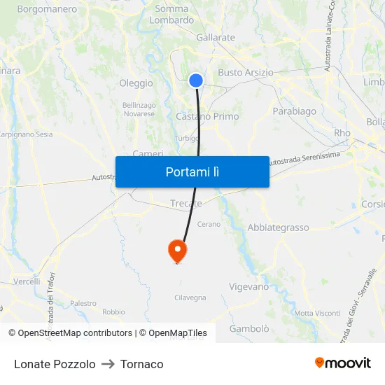 Lonate Pozzolo to Tornaco map