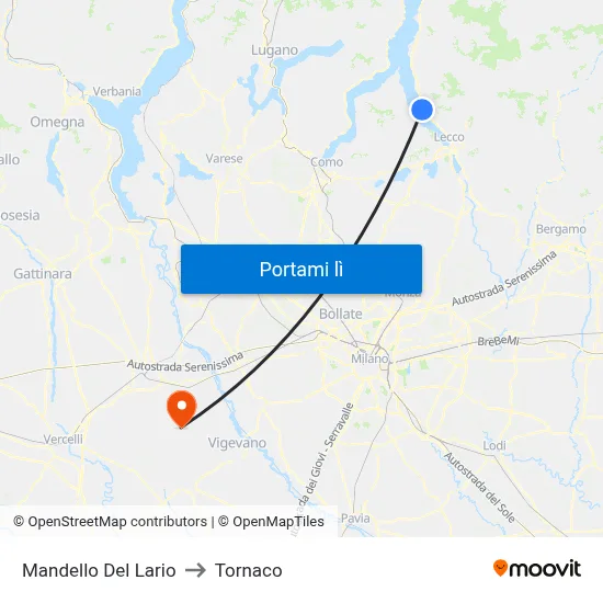 Mandello Del Lario to Tornaco map