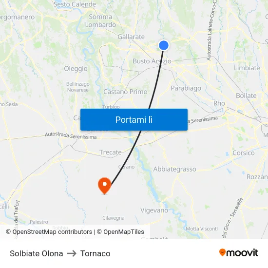 Solbiate Olona to Tornaco map