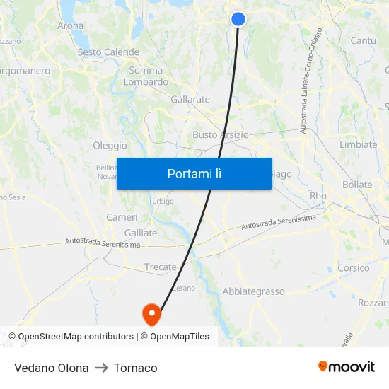 Vedano Olona to Tornaco map
