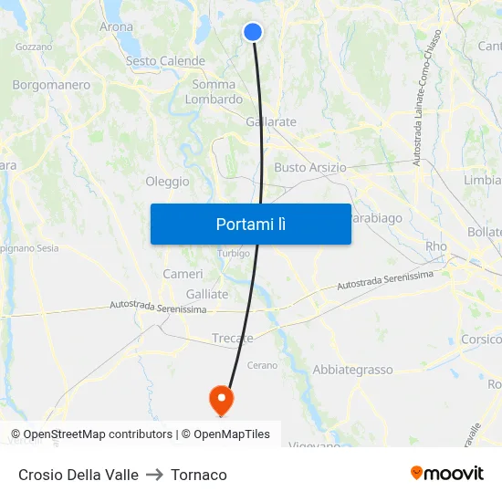 Crosio Della Valle to Tornaco map