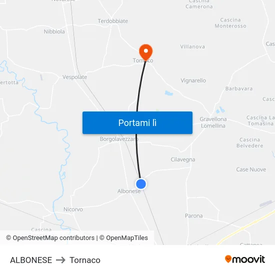ALBONESE to Tornaco map