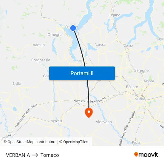 VERBANIA to Tornaco map