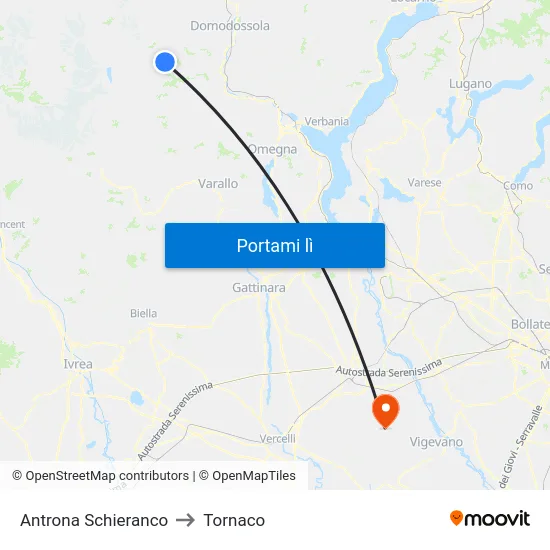 Antrona Schieranco to Tornaco map