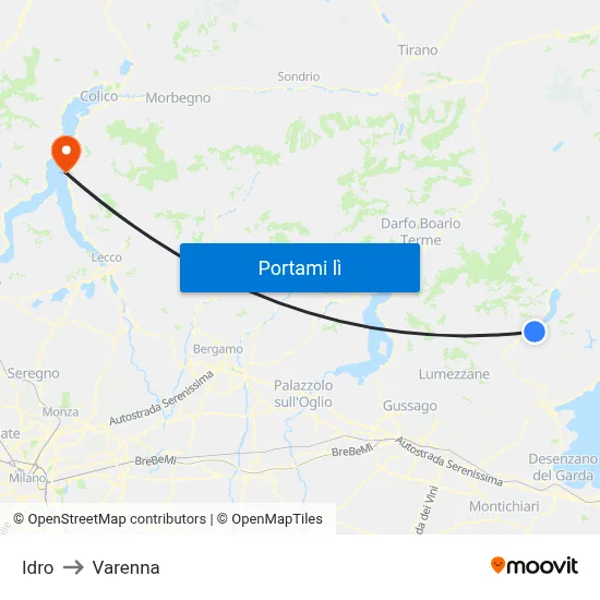 Idro to Varenna map