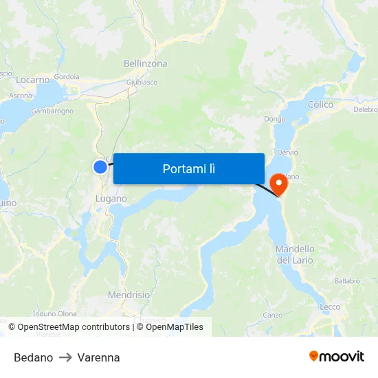 Bedano to Varenna map