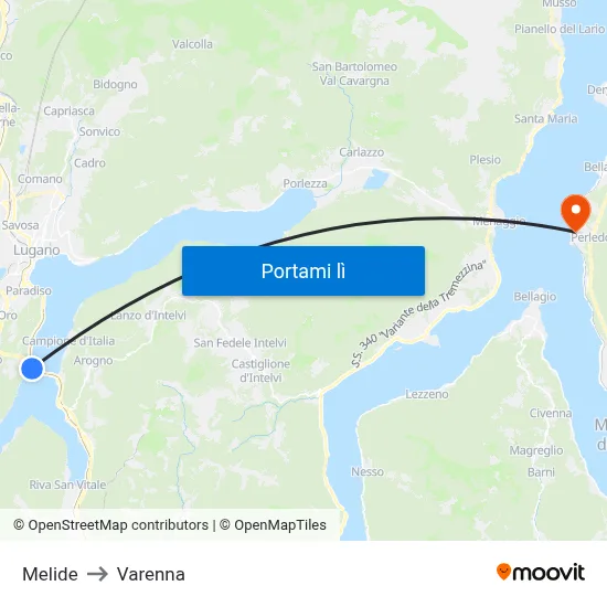 Melide to Varenna map