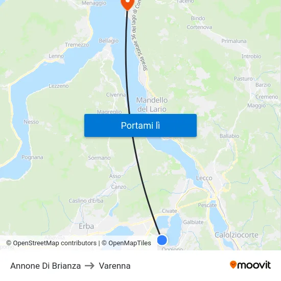 Annone Di Brianza to Varenna map