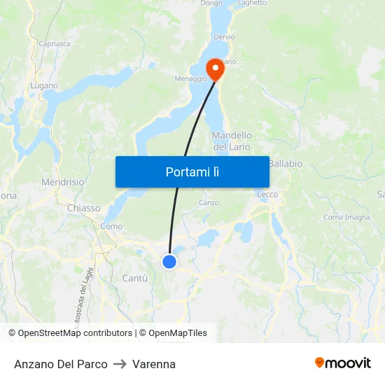 Anzano Del Parco to Varenna map