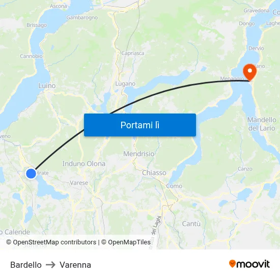 Bardello to Varenna map