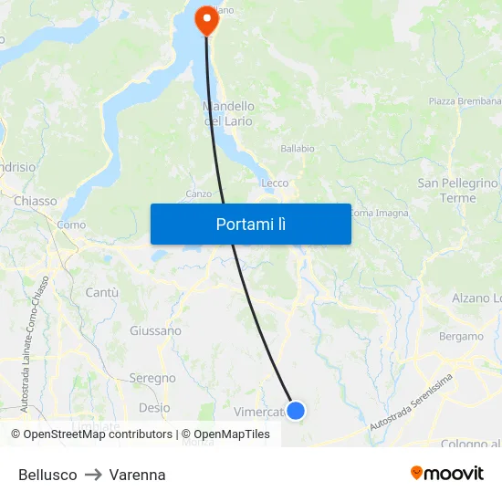 Bellusco to Varenna map