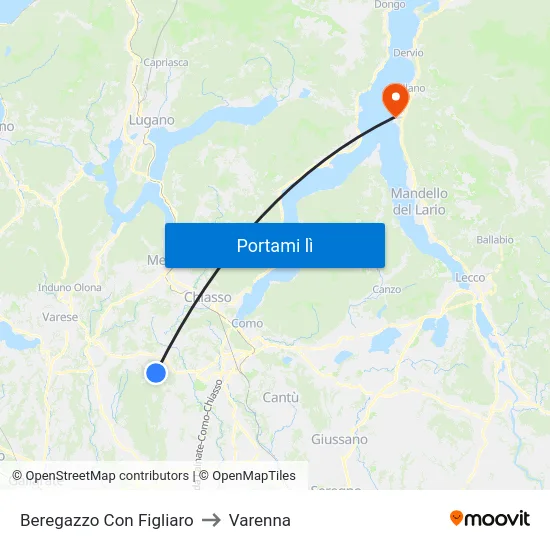 Beregazzo Con Figliaro to Varenna map