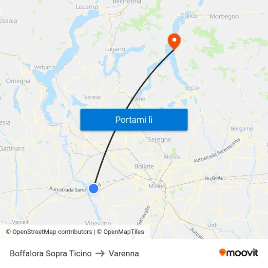 Boffalora Sopra Ticino to Varenna map