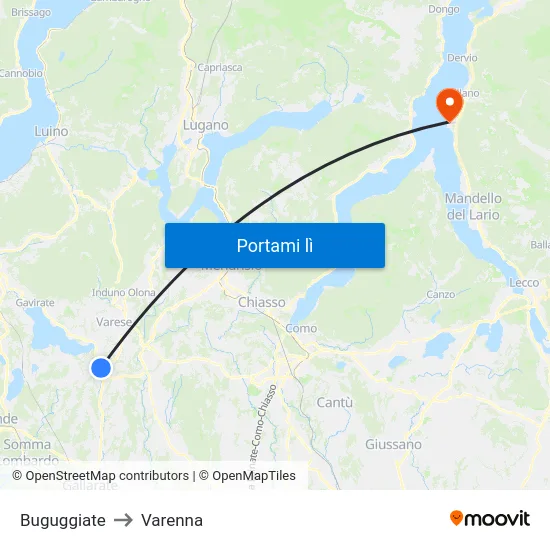 Buguggiate to Varenna map