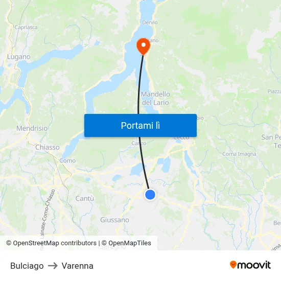 Bulciago to Varenna map