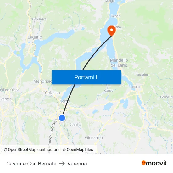 Casnate Con Bernate to Varenna map