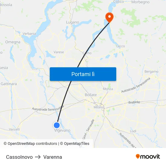 Cassolnovo to Varenna map