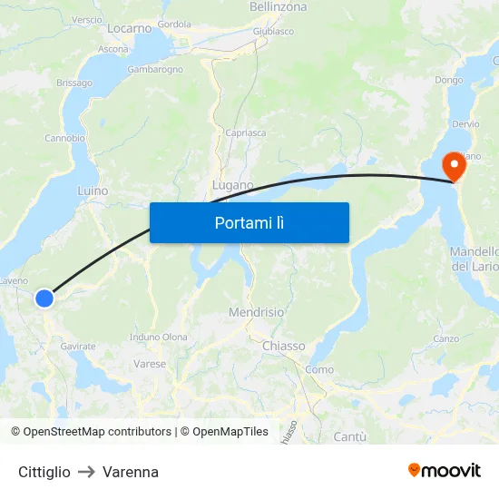 Cittiglio to Varenna map