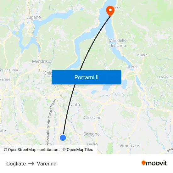 Cogliate to Varenna map