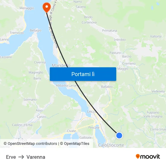 Erve to Varenna map