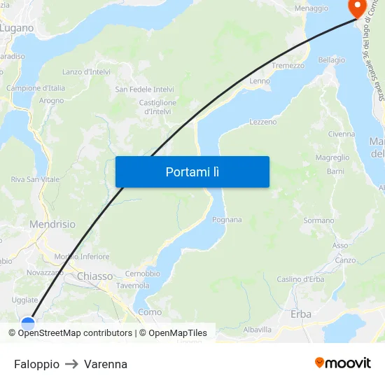 Faloppio to Varenna map