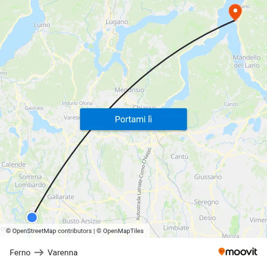 Ferno to Varenna map