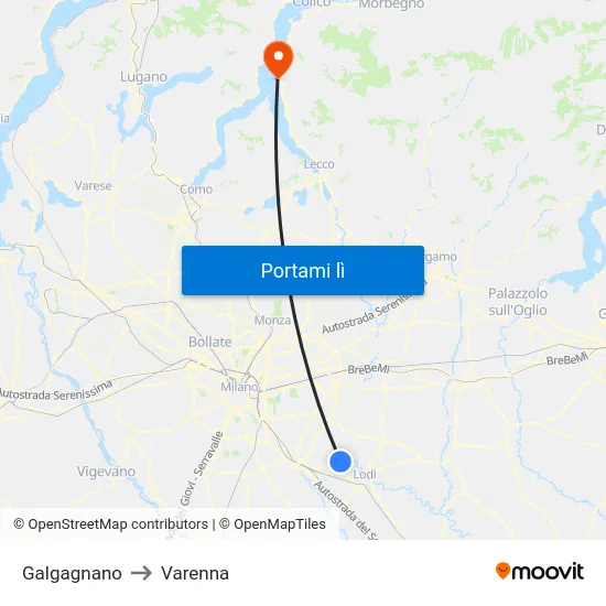 Galgagnano to Varenna map