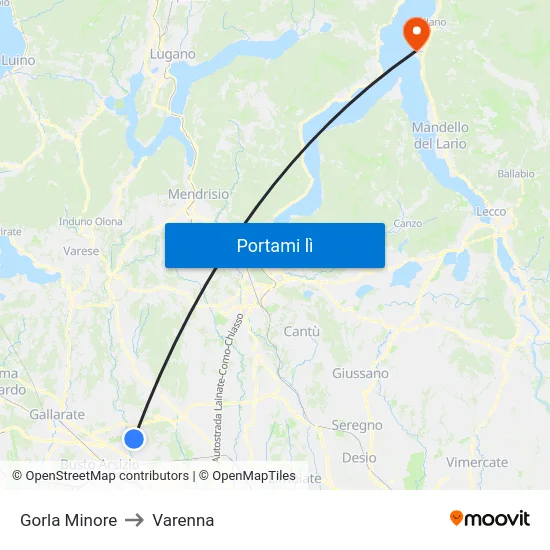 Gorla Minore to Varenna map