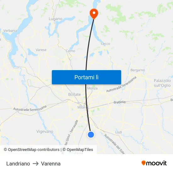 Landriano to Varenna map