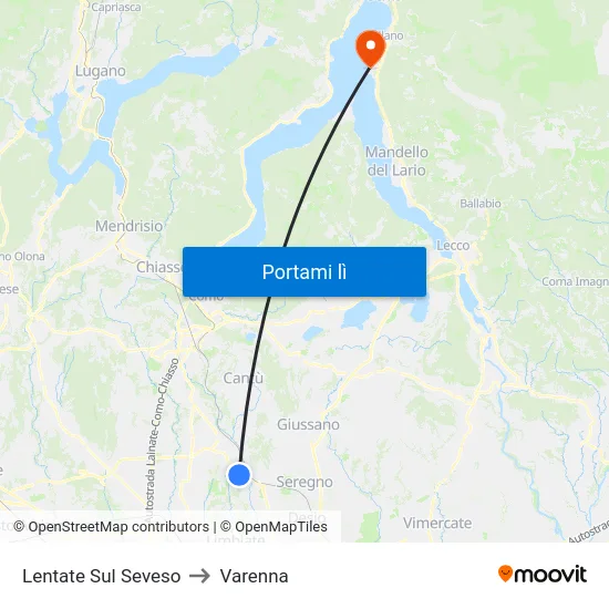 Lentate Sul Seveso to Varenna map
