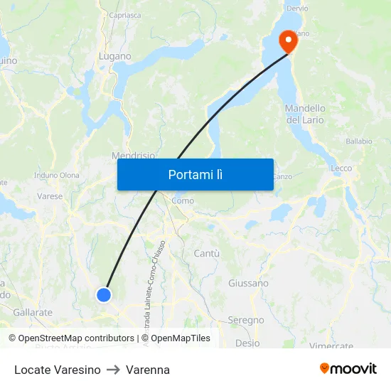 Locate Varesino to Varenna map