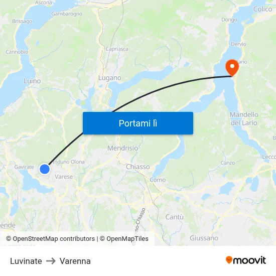 Luvinate to Varenna map