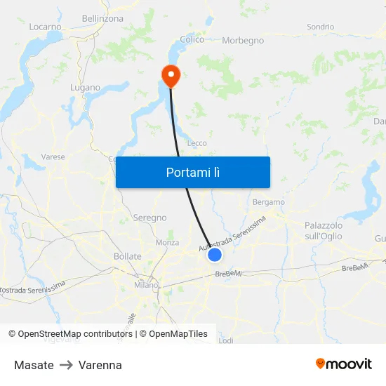 Masate to Varenna map