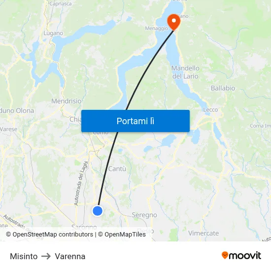 Misinto to Varenna map