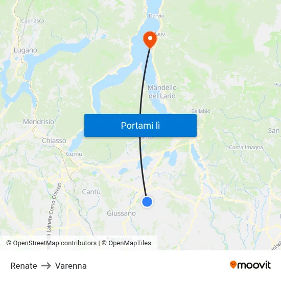 Renate to Varenna map
