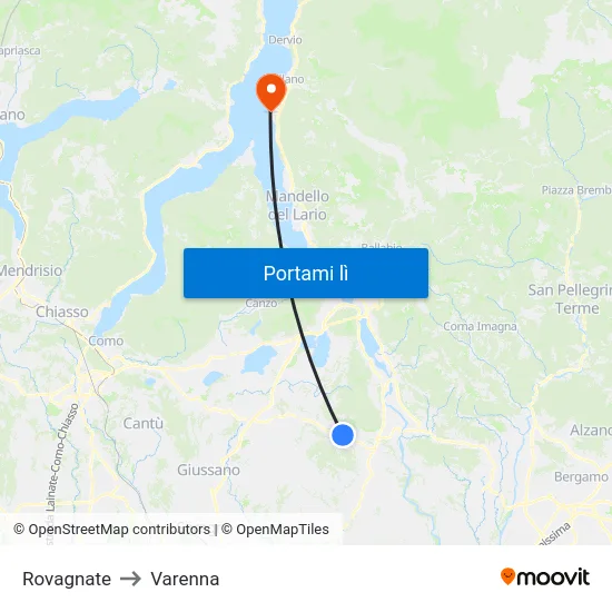 Rovagnate to Varenna map